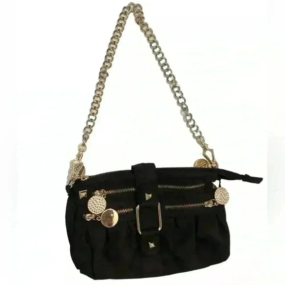 Big Buddha Santa Barbara Black shoulder Bag Purse with Gold chain 10x7x7 - Picture 1 of 3